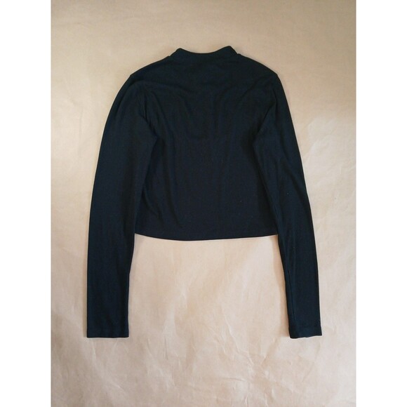 Princess Polly Long Sleeve Top Womens 10 Black Whimsigoth Ribbed Minimalist - Picture 7 of 7